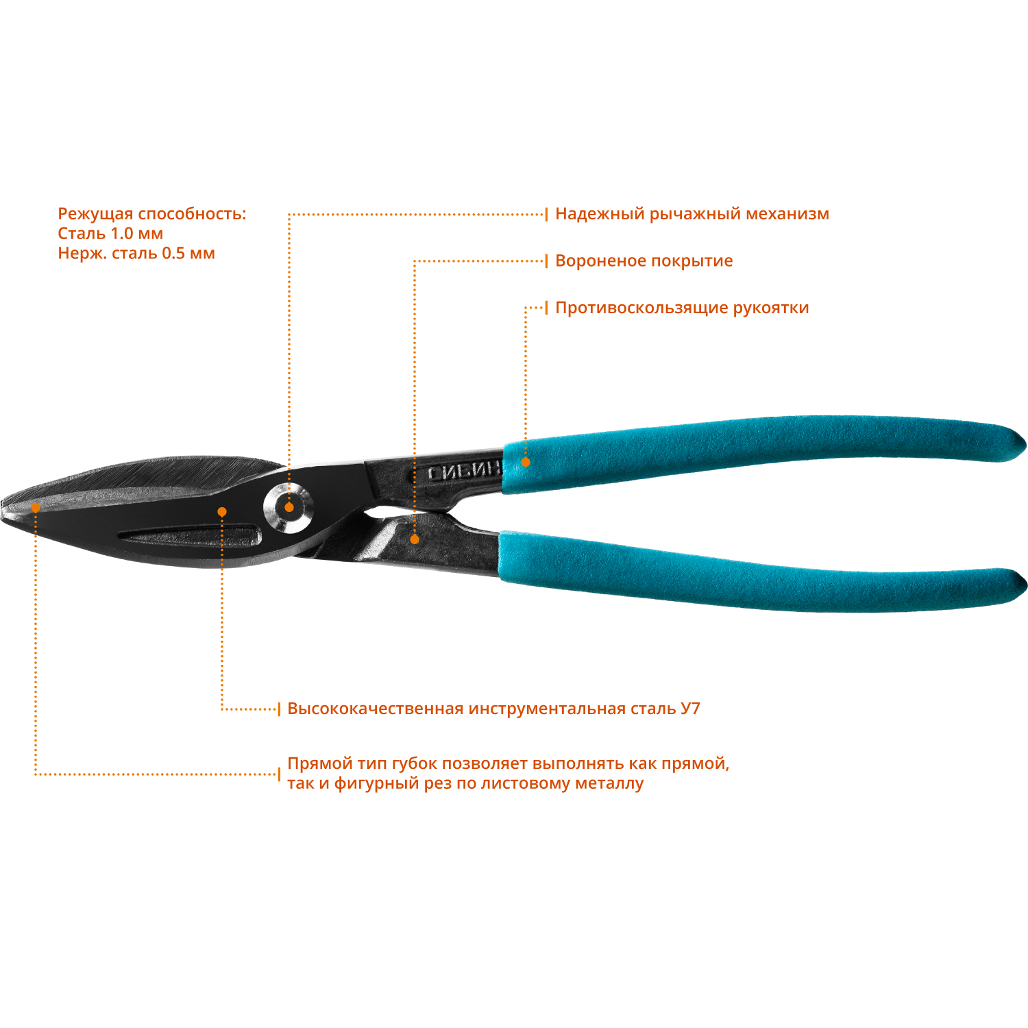 СИБИН 260 мм, ножницы по металлу (2304-2)