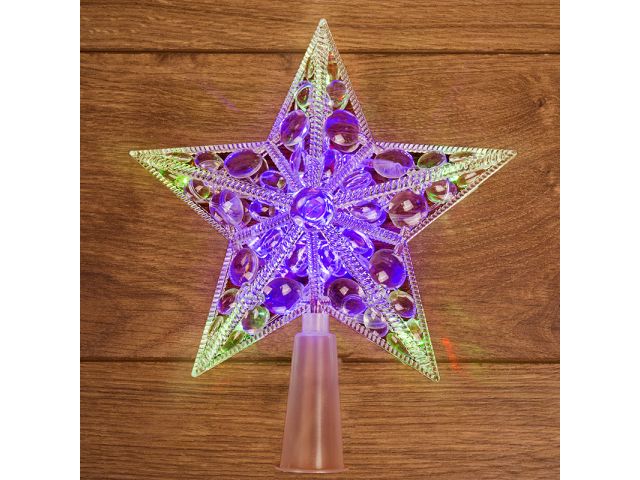 Фигура светодиодная "Звезда" на елку : RGB, 10 LED, 17 см (Класс защиты 2, IP20, Тип питания: 220 В) (501-002) (NEON-NIGHT)