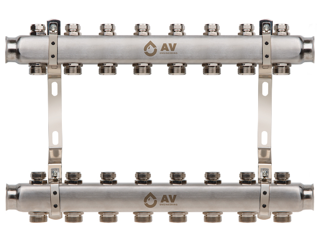 Коллекторная группа AVE162, 8 вых. AV Engineering (PRO серия Для отопления (радиаторы)) (AVE16200108)