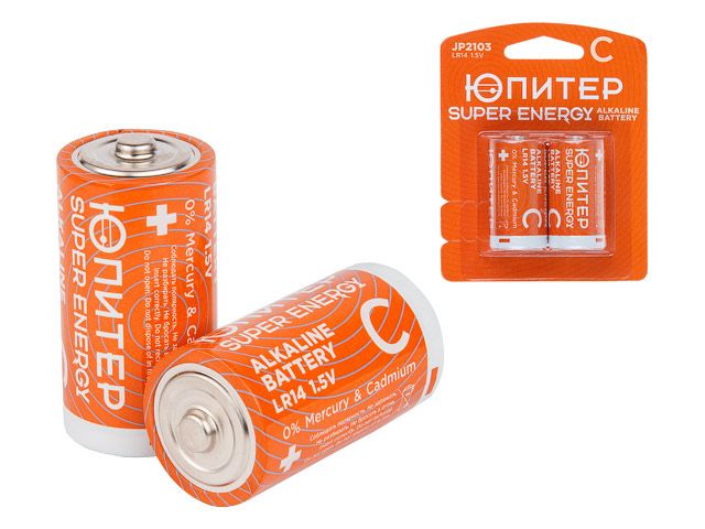 Батарейка C LR14 1,5V alkaline 2шт. ЮПИТЕР (JP2103)