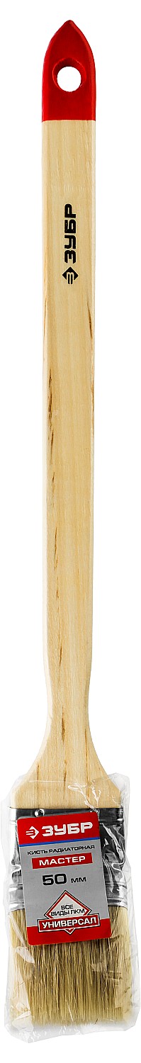 ЗУБР УНИВЕРСАЛ, 50 мм, 2″, светлая натуральная щетина, деревянная ручка, все виды ЛКМ, радиаторная кисть (01041-050)