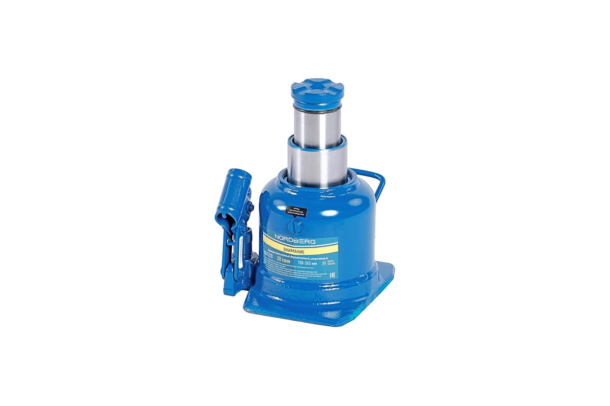 Домкрат бутылочный двухштоковый, укороченный, 20 т NORDBERG N31220