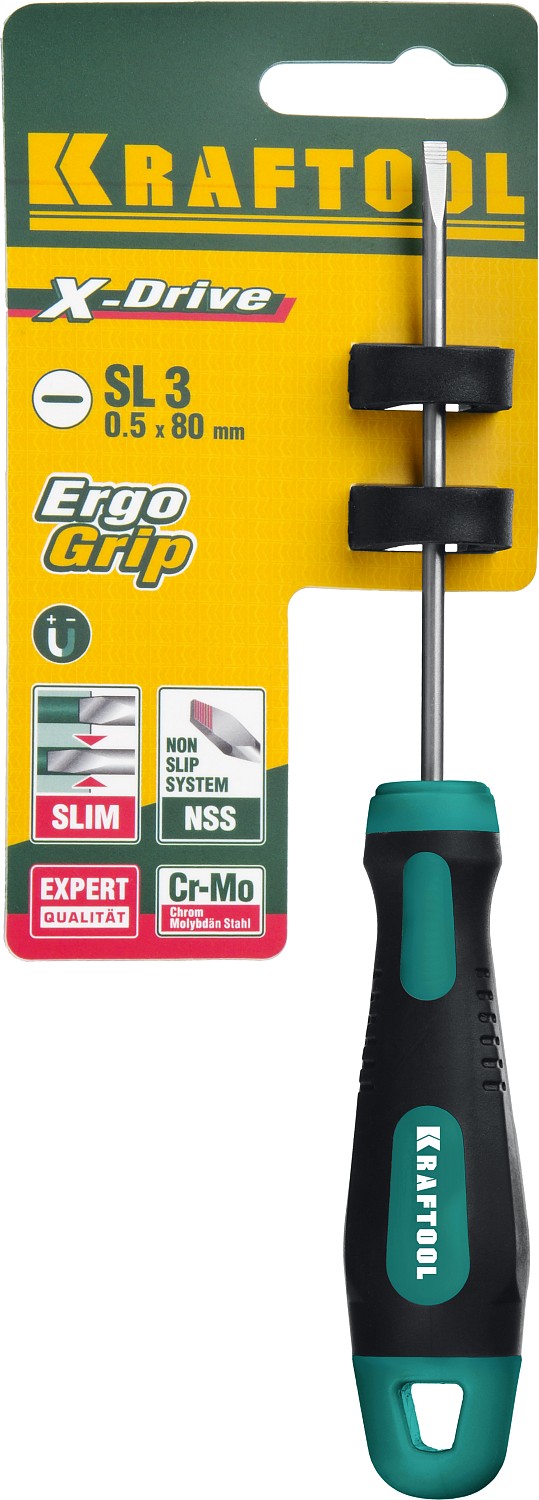 KRAFTOOL Х-Drive, SL3 x 80, отвертка (250071-3.0-080)