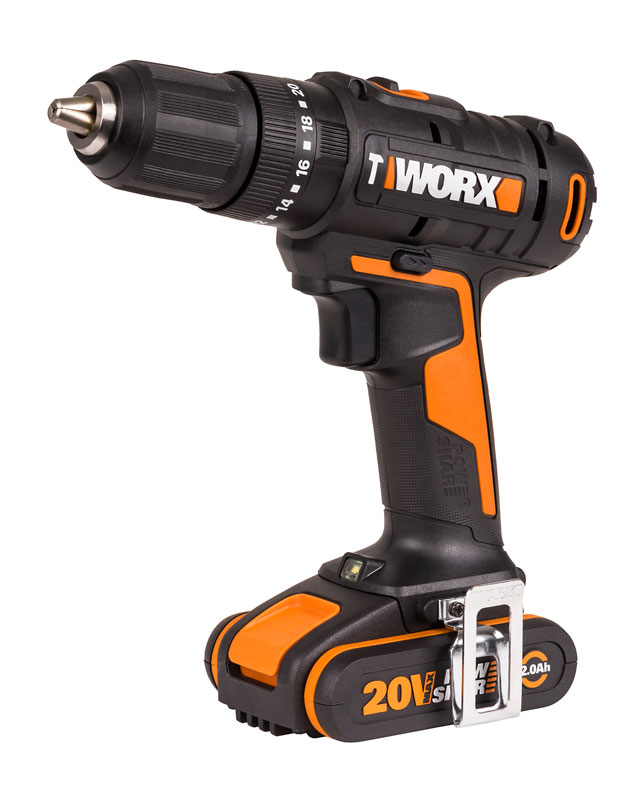 Дрель-шуруповерт ударная аккумуляторная WORX WX370, 50Нм, 20В, 2Ач x2, ЗУ 2А, кейс