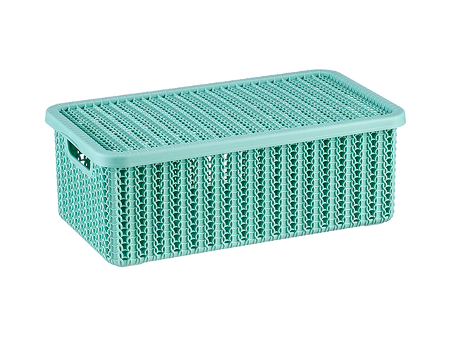 Ящик для хранения с крышкой ВЯЗАНИЕ 125x195x350мм (фисташковый) IDEA (М2370)