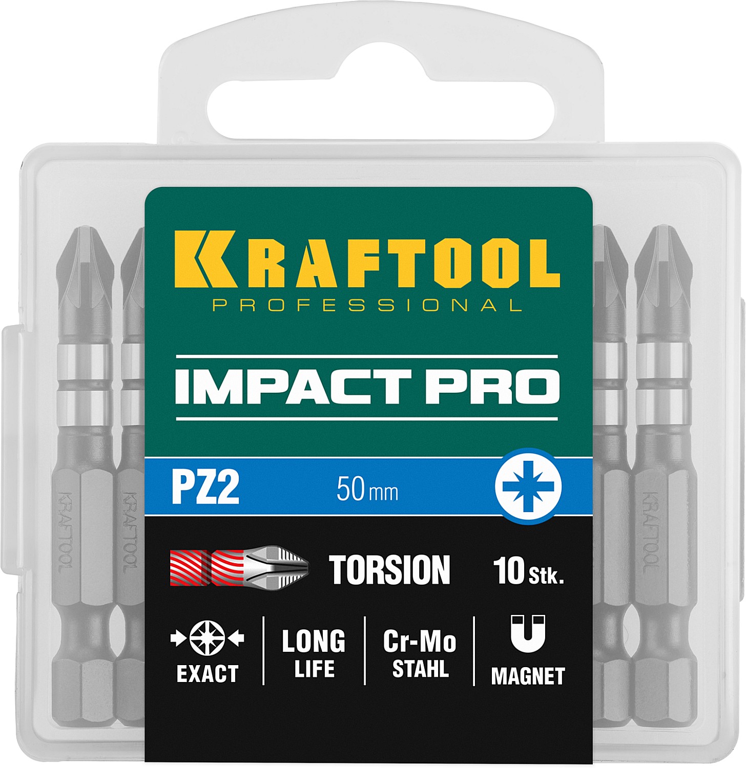 KRAFTOOL Impact Pro PZ2, 50 мм, 10 шт, ударные биты (26193-2-50-S10)