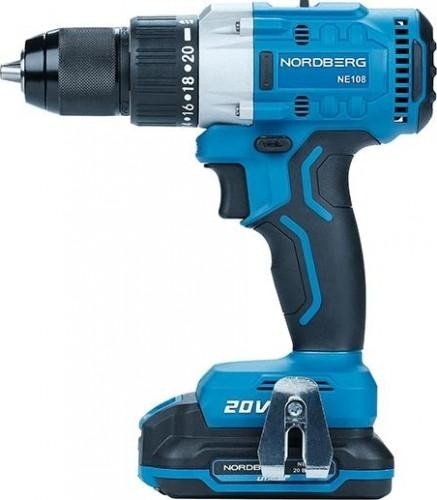 Шуруповерт аккумуляторный макс диам. сверла 13мм, 20В, 80Нм с 2шт акк. и зар. уст-вом NORDBERG NE108