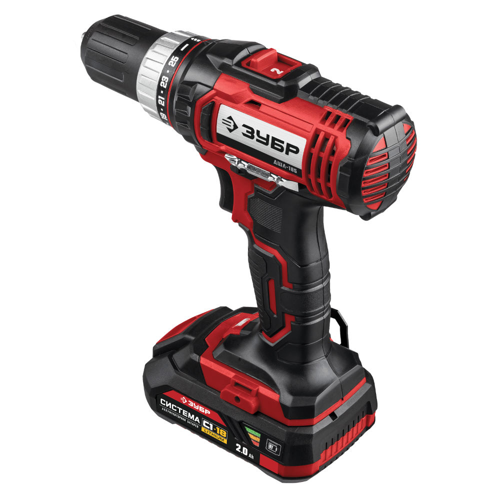 Дрель-шуруповерт ДШЛ-185-22 ЗУБР 18В, 2 АКБ (2Ач), в кейсе