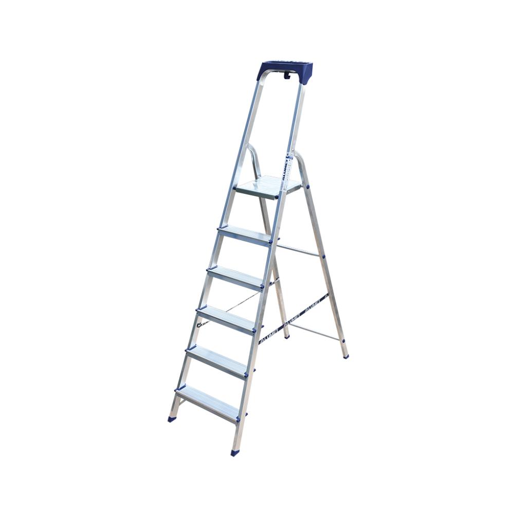 Стремянка Алюмет 6 ступеней алюминиевая с пластиковым органайзером