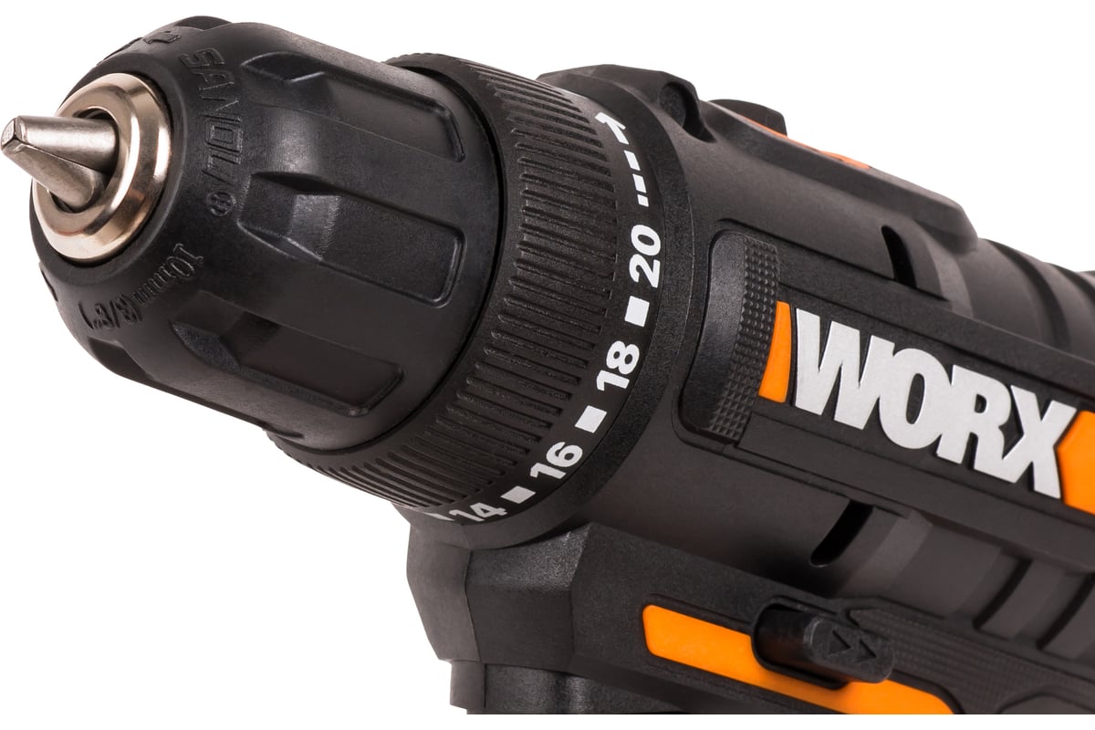 Дрель-шуруповерт аккумуляторная WORX WX100.2, 20В, 2Ач х2, ЗУ 0,4А, сумка