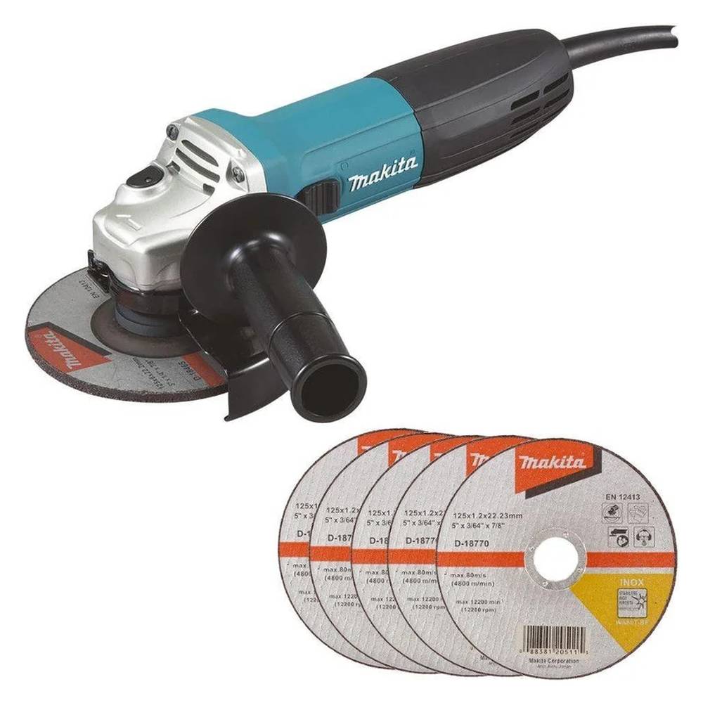 Машина шлифовальная угловая Makita GA5030+набор кругов