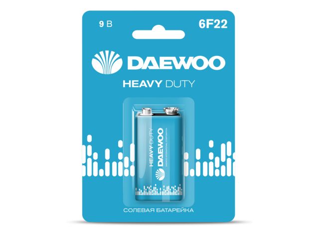 Батарейка солевая 9V 6F22 крона DAEWOO Heavy Duty (5029217)