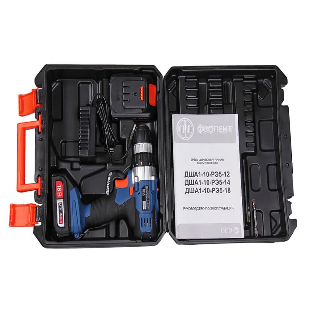 Шуруповерт аккумуляторный ФИОЛЕНТ "Professional" ДША1-10-РЭ5-18В (в кейсе)