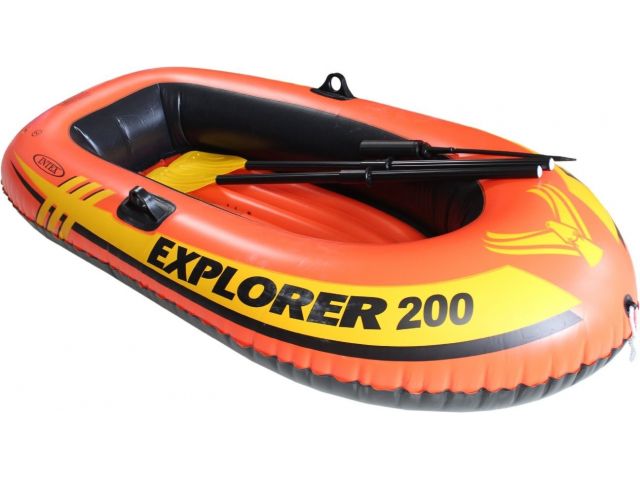 Надувная лодка двухместная Explorer 200, 185х94х41 см + весла пластик.122 см, насос ручной, INTEX (от 6 лет) (58331NP)