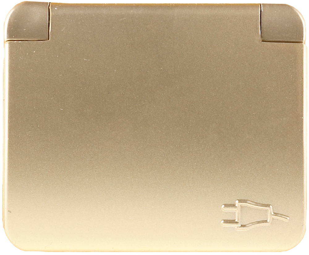 СВЕТОЗАР Гамма, с заземлением, одинарная, с крышкой, без вставки и рамки, цвет золотой металлик, 16 А/~250 В, электрическая розетка (SV-54110-GM)