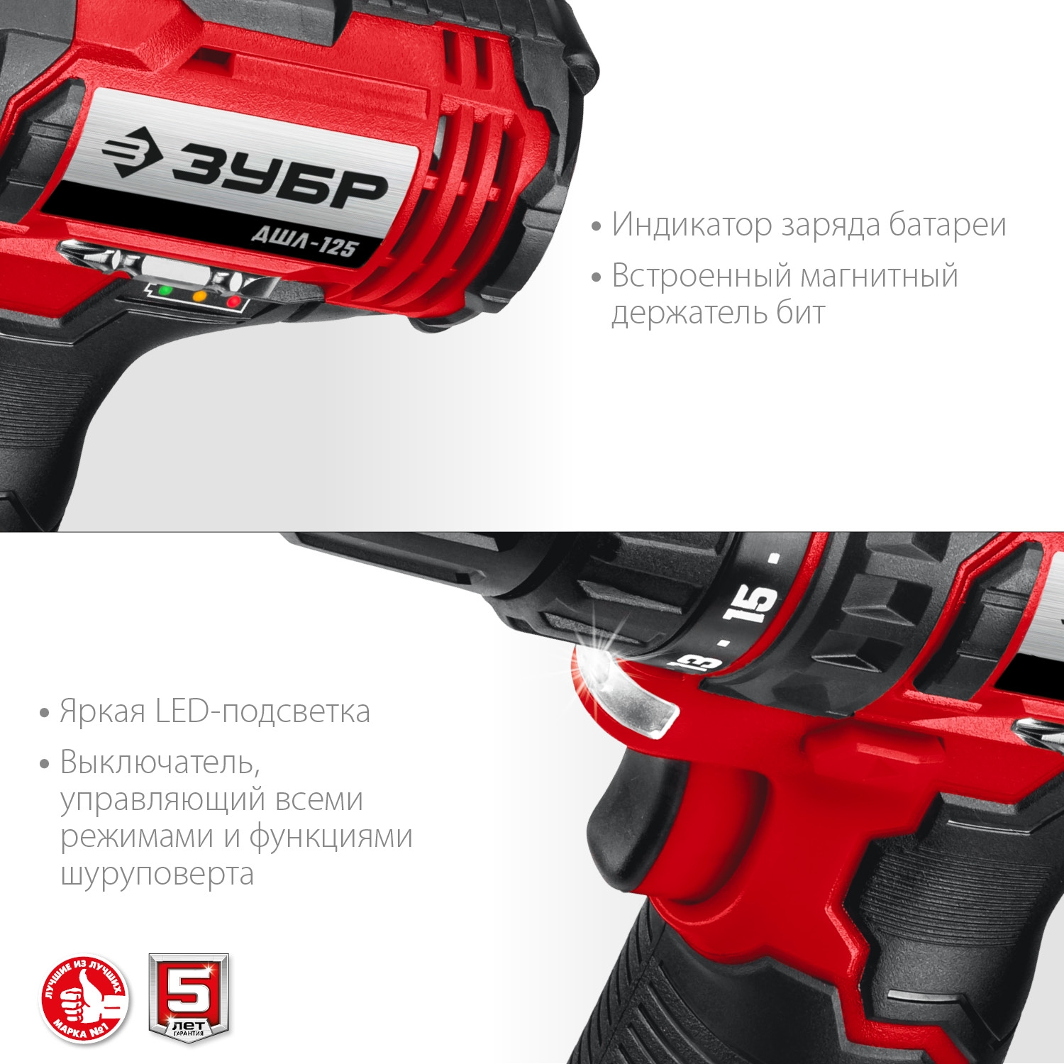 ЗУБР С1-12, 12 В, 30 Н·м, 2 АКБ (2 А·ч), дрель-шуруповерт, кейс (ДШЛ-125-22)