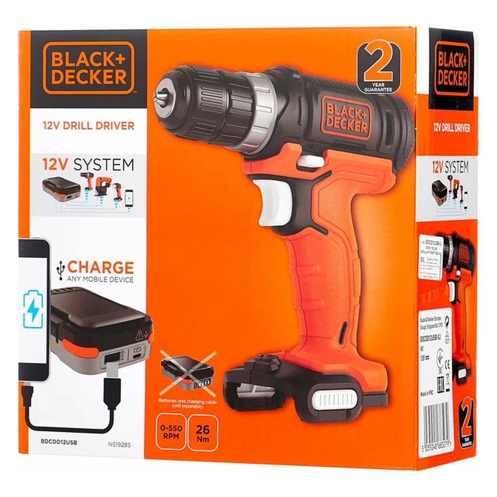 Шуруповерт аккумуляторный B&D BDCDD12USB