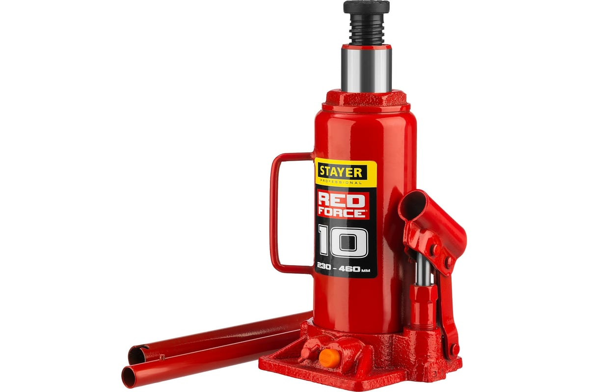 Домкрат гидравлический бутылочный STAYER RED FORCE 10 т 230-460 мм