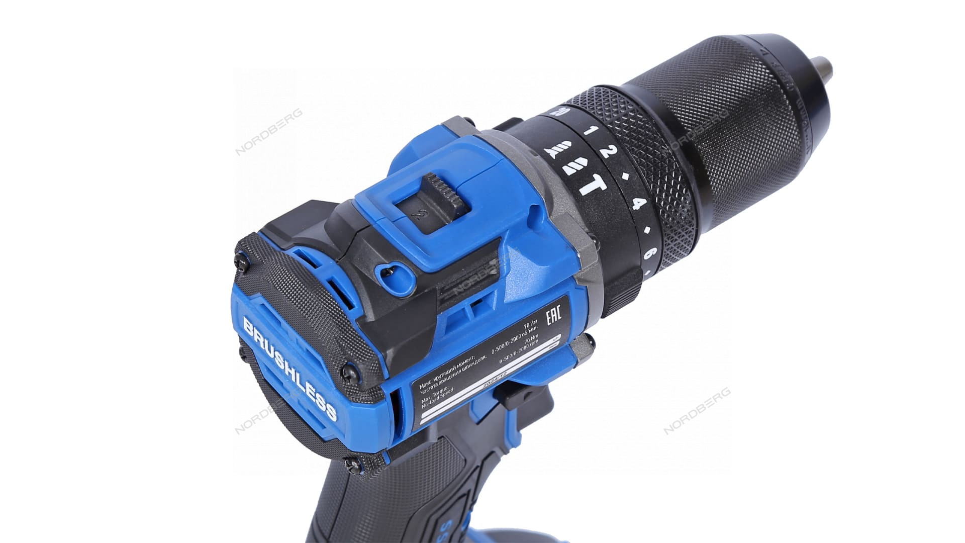 Шуруповерт аккумуляторный макс.диам. сверла 13 мм, 21 В, 70 Нм с 2 аккумуляторами и зарядным уст-вом NORDBERG NE106K