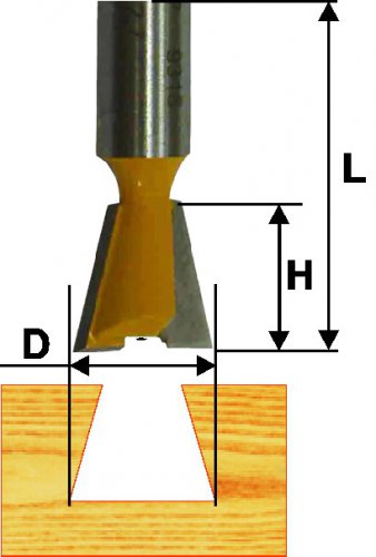 Фреза пазовая "ласточкин хвост" (12.7х13 мм; 14°; хвостовик 8 мм) по дереву Энкор ( 9316)