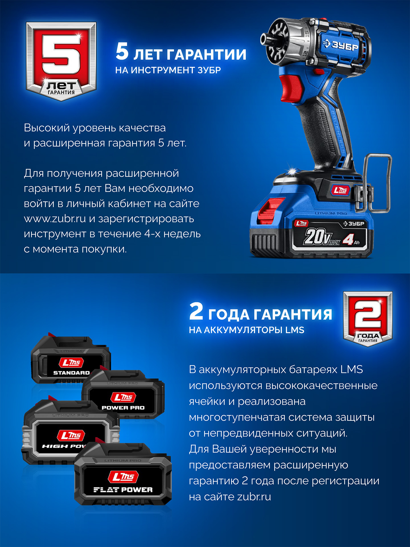 ЗУБР Power PRO, 20 В, 4.0 А·ч, аккумулятор LMS, ПРОФЕССИОНАЛ (BP-P-20-4)