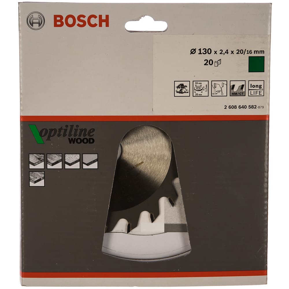 Диск пильный Bosch твердосплавный 130х20/16х 20 Optiline (582)