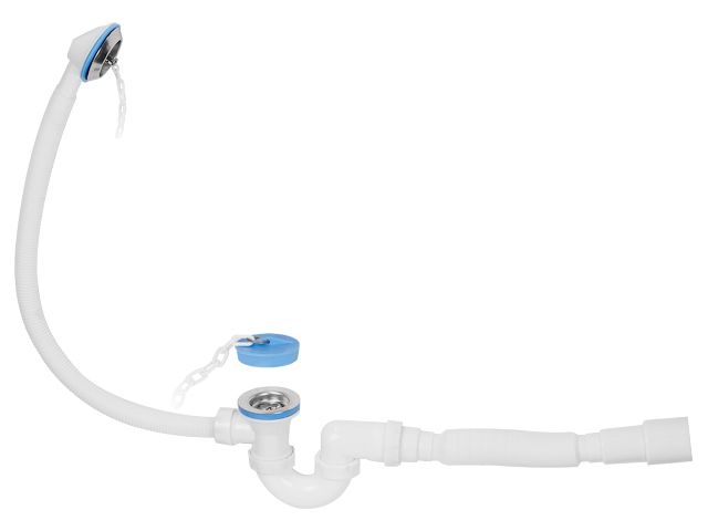 Сифон для ванны U-образный с выпуском  и переливом 70 мм, с гибкой трубой 40х40/50, AV Engineering (AVE129720)