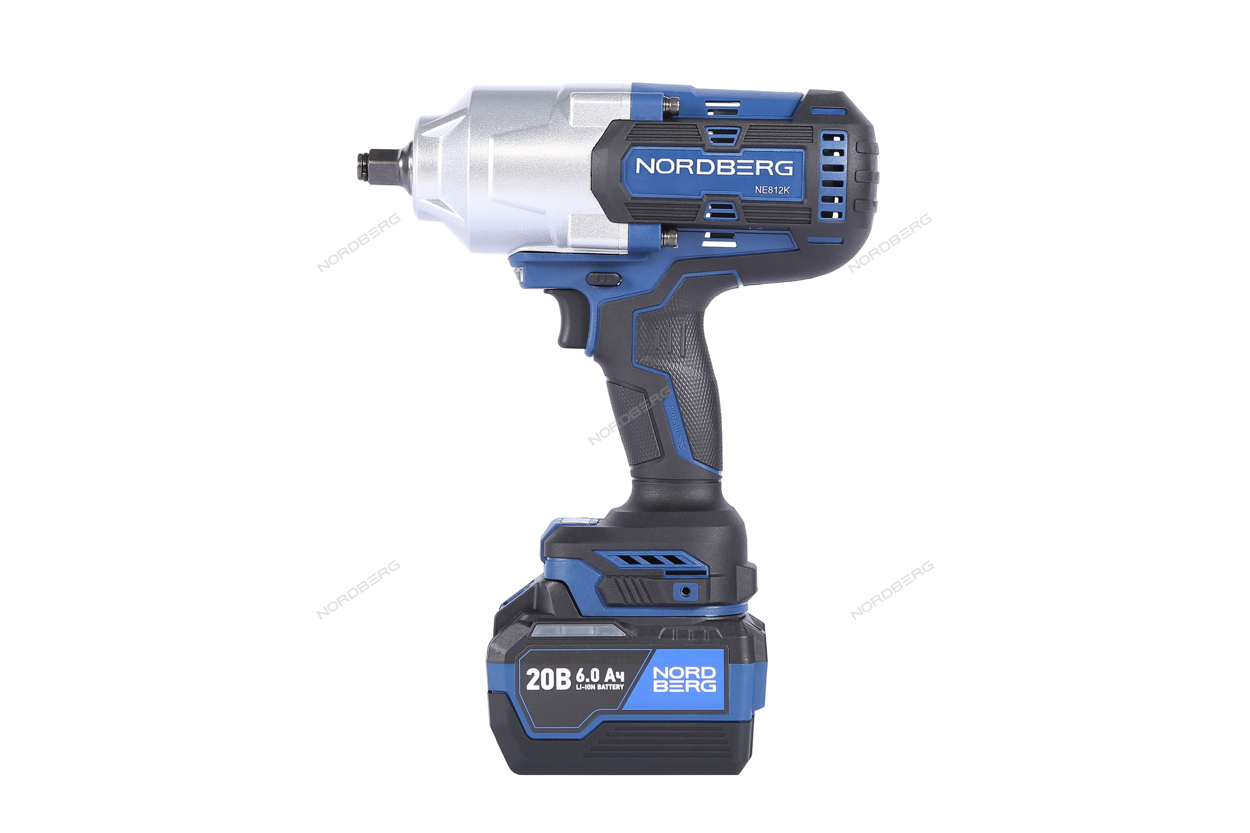 Гайковерт аккумуляторный, 1/2", 20 В, 1700 Нм, 2 аккумулятора 6 A и зарядное устройство, в кейсе NORDBERG NE812K