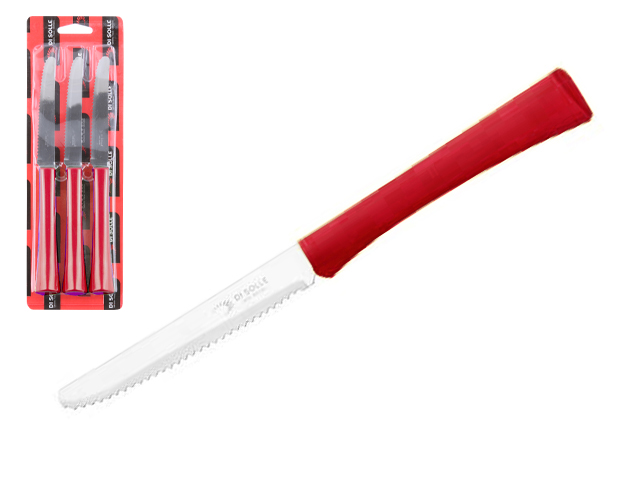 Набор ножей столовых, 3шт., серия INOVA D+, красные, DI SOLLE (Супер цена! Длина: 217 мм, длина лезвия: 101 мм, толщина: 0,8 мм. Прочная пластиковая р