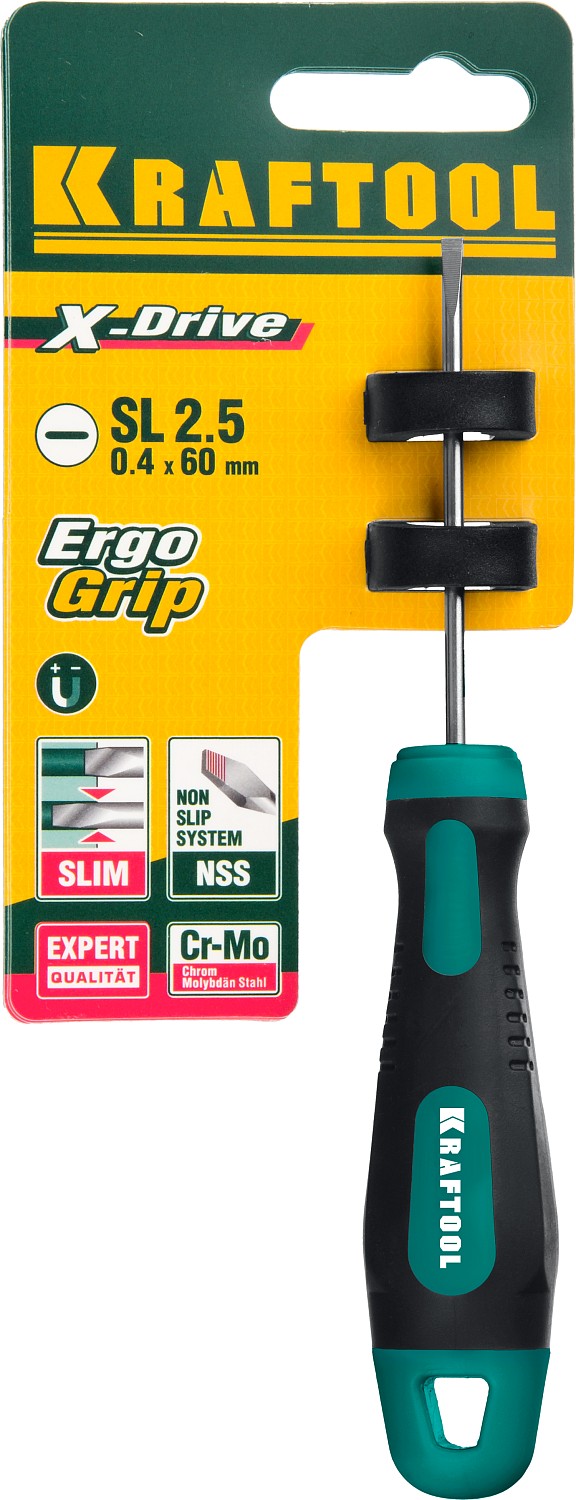 KRAFTOOL Х-Drive, SL2.5 x 60, отвертка (250071-2.5-060)