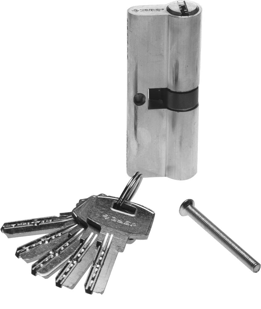 ЗУБР 90 мм, цвет хром, 6-PIN, тип ключ-ключ, цилиндровый механизм (52105-90-2)