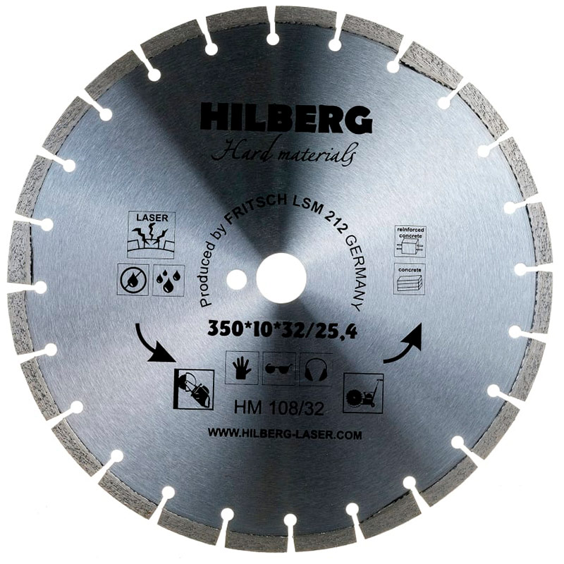 Диск алмазный Hilberg 350*32/25,4 Hard Materials Лазер HM108/32