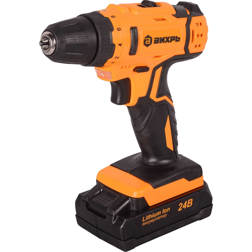 Дрель-шуруповерт аккумуляторная Вихрь ДА-24Л-2К/Б (бесщеточный двигатель)