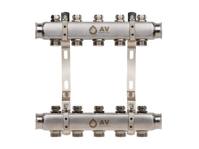 Коллекторная группа AVE162, 5 вых. AV Engineering (PRO серия Для отопления (радиаторы)) (AVE16200105)