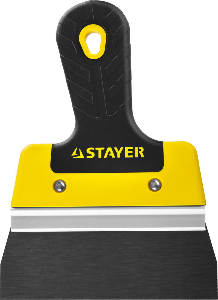 STAYER PROFlat, 150 мм, алюминиевая направляющая, двухкомпонентная ручка, анодированный фасадный шпатель (10045-15)