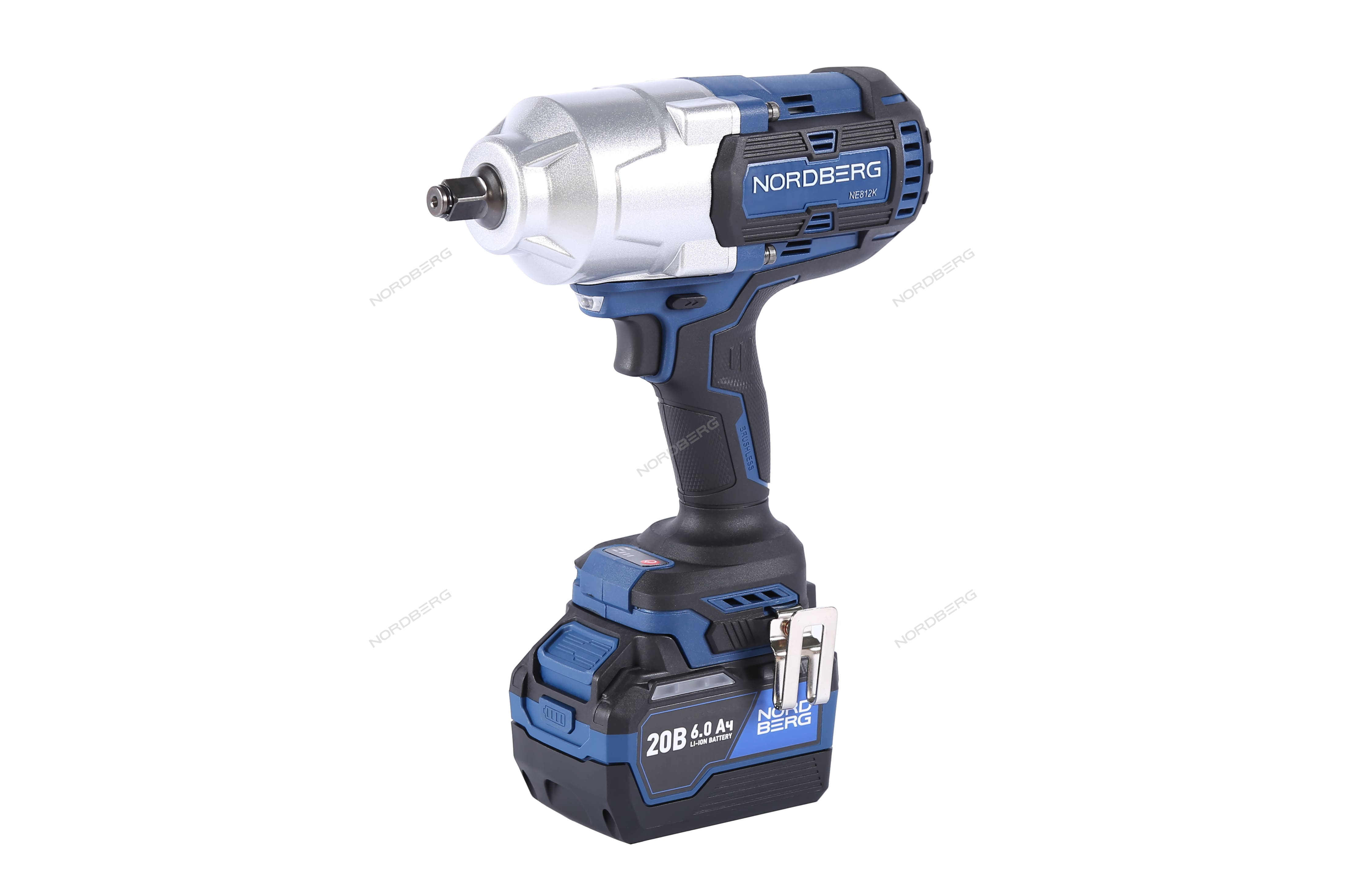 Гайковерт аккумуляторный, 1/2", 20 В, 1700 Нм, 2 аккумулятора 6 A и зарядное устройство, в кейсе NORDBERG NE812K