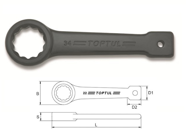 Ключ ударно-силовой накидной упорный 46мм TOPTUL (AAAR4646)