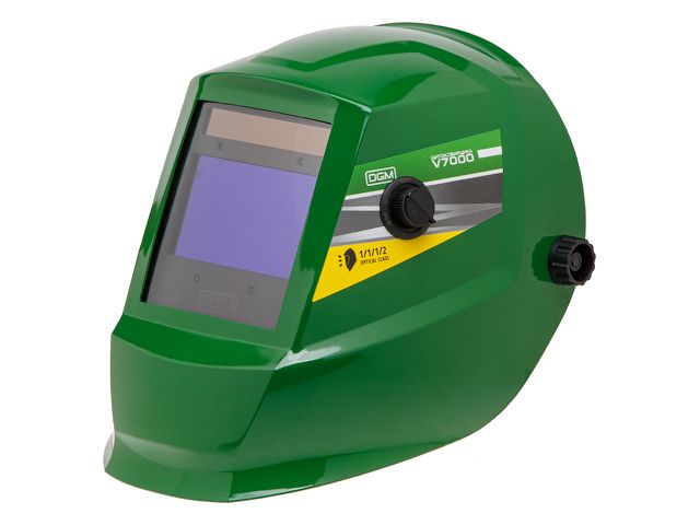 Щиток сварщика  с самозатемняющимся светофильтром DGM V7000 (зеленый) (1/1/1/2, 104x63 мм (65,5 см2), DIN 3,5/4-8/9-13 (регул), 4 сенсора) (V7000GR2)