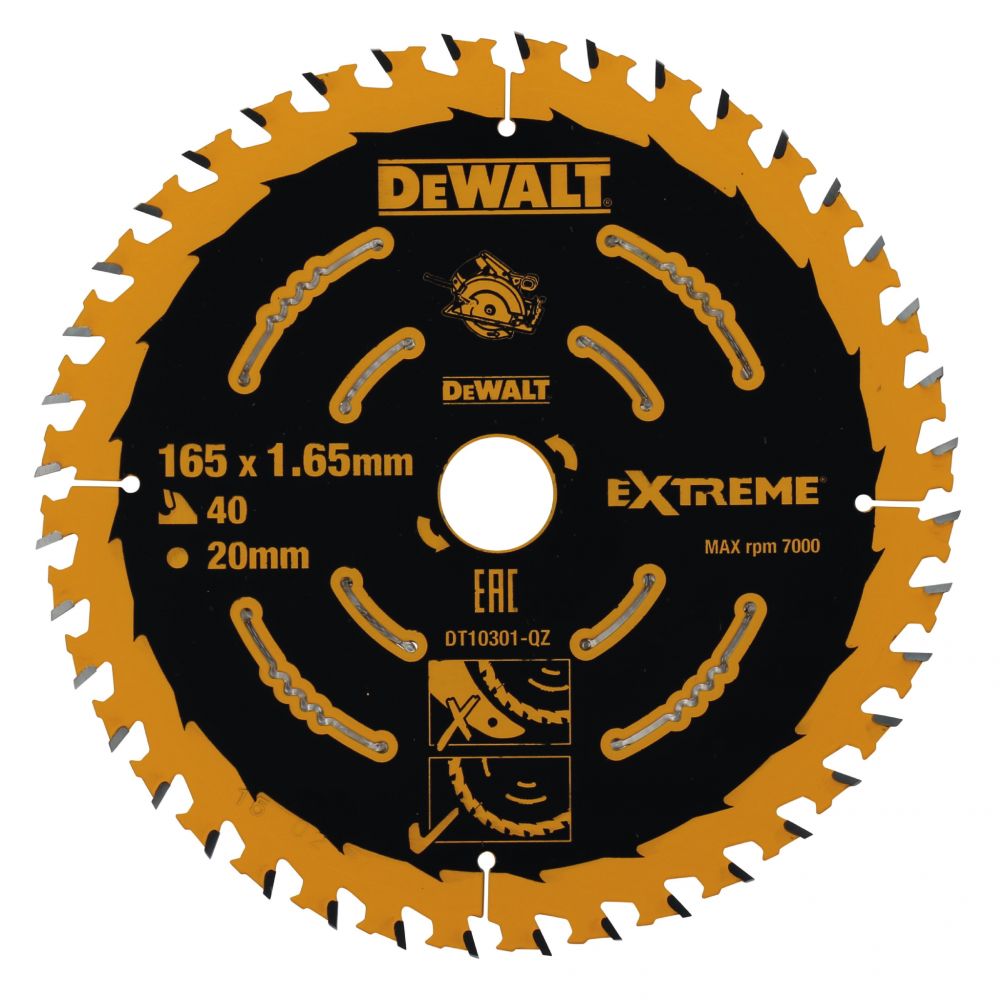 Диск пильный DeWalt твердосплавный 165х20 мм, 40 зубьев CONSTRUCTION DT10301