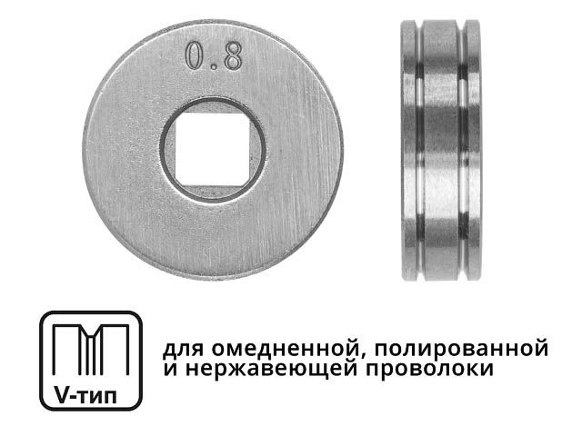 Ролик подающий ф 25/7 мм, шир. 7,5 мм, проволока ф 0,8-1,0 мм (V-тип) (для твердой проволоки: омедненная, полированная, нержавеющая) (WA-2431) (SOLARI
