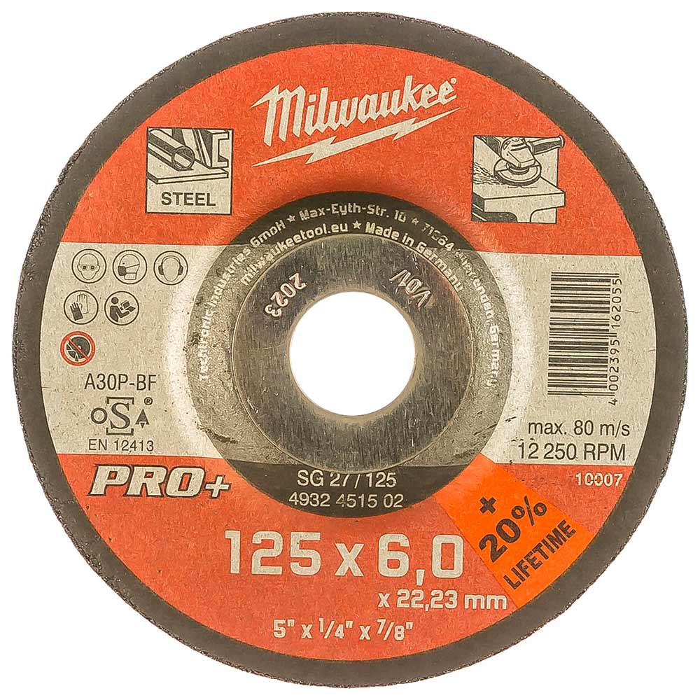 Круг шлифовальный Milwaukee по металлу SG 27/125x6 PRO+ (502)