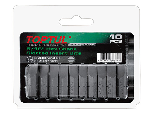 Насадка шлицевая 5/16" 0,8х5,5х30м 10шт блистер TOPTUL (FSAA105EG)