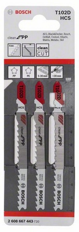 Набор пилок Bosch 3шт T102D CleanPP, пластик (443)