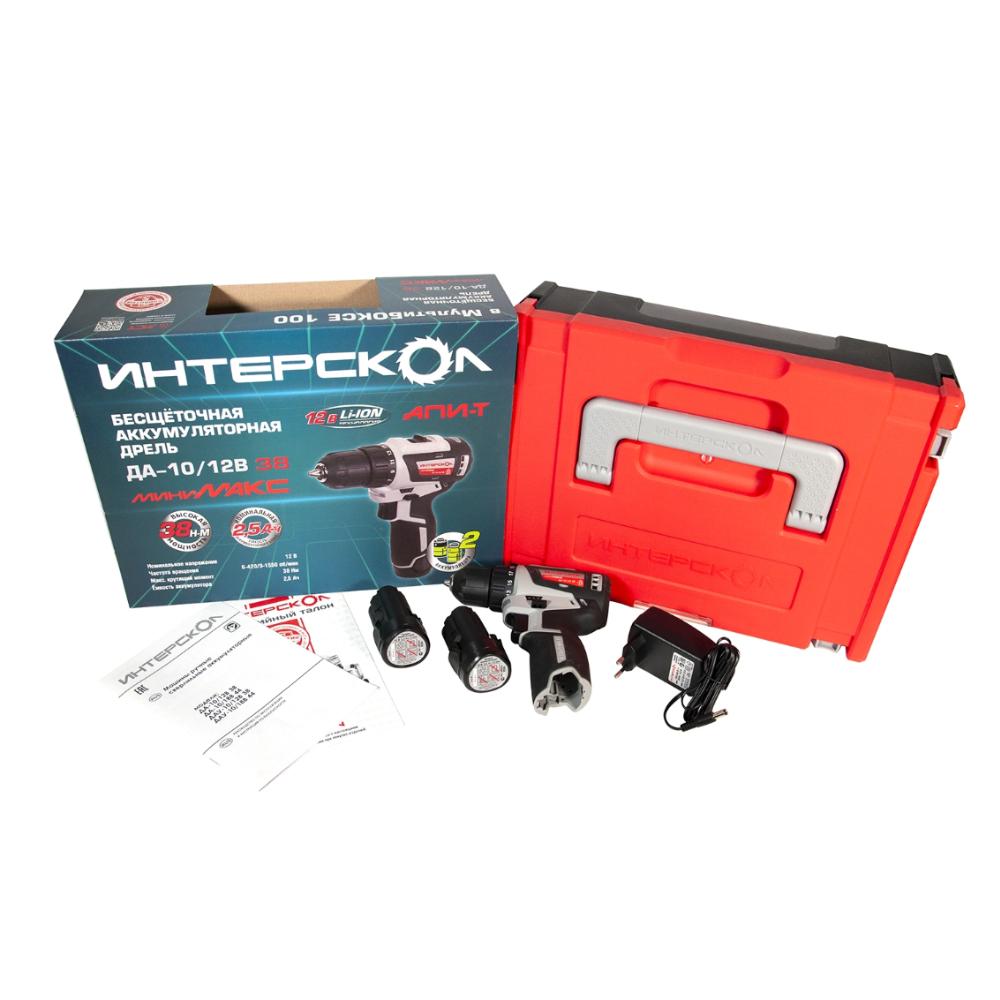 Дрель-шуруповерт аккумуляторная ИНТЕРСКОЛ ДА-10/12В 38 МиниМАКС