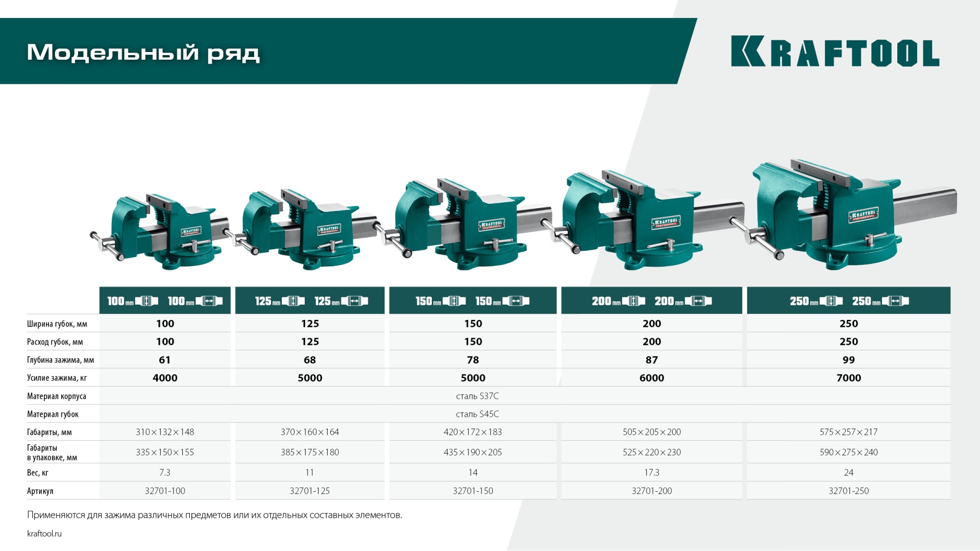 KRAFTOOL STEEL, 100 мм, стальные слесарные тиски (32701-100)