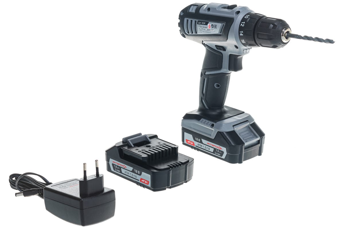 Шуруповерт аккумуляторный ИНТЕРСКОЛ ДА-18 ЭР(1,5ач)