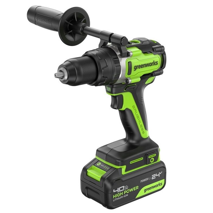 Дрель-шуруповерт ударная аккумуляторная Greenworks GD24DD140 (2АКБ 4Ач,ЗУ)