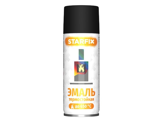 Краска-эмаль аэроз. термостойкая силиконовая черный STARFIX 520мл (SM-26804-1)