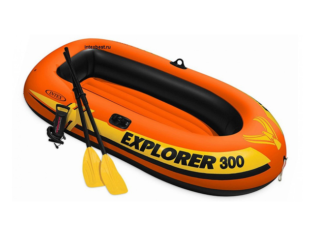 Надувная лодка трехместная Explorer 300, 211х117х41 см + весла пластик.122 см, насос ручной, INTEX (от 6 лет) (58332NP)