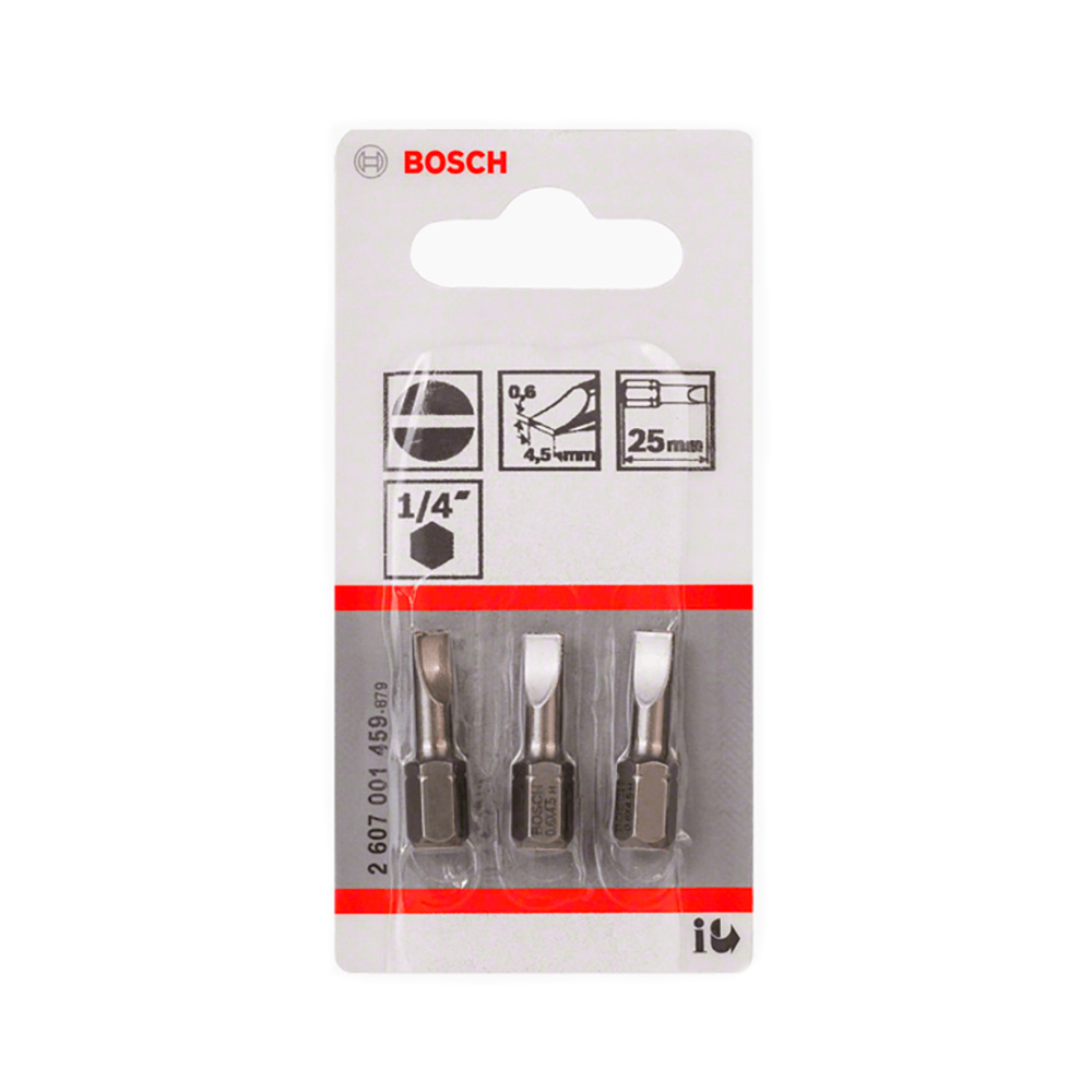 Набор бит Bosch 3шт 25ММ S 0,6Х4,5 XH (459)